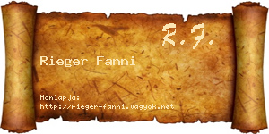 Rieger Fanni névjegykártya